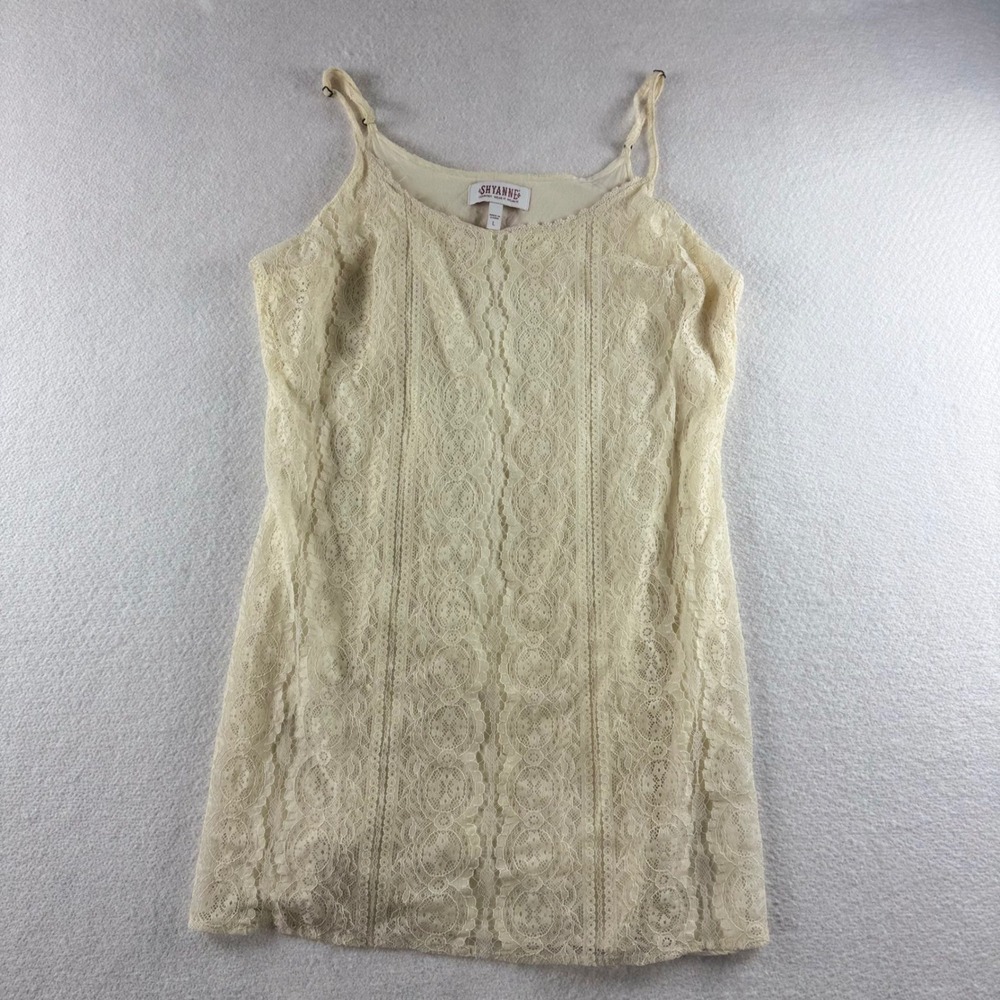 Shyanne Cream Floral Lace Overlay Western Camisole Tank Top Large Ivory Lined